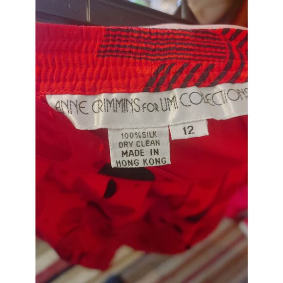 Anne Crimmins for Umi Collections Vintage 2 Pc Set Skirt Silk Sz 12 Red Black - Picture 9 of 9